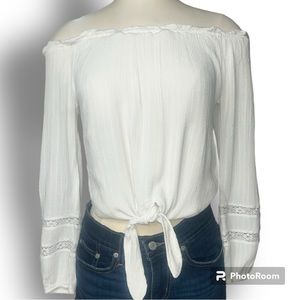 Hollister Off-the-Shoulder Tie Front Blouse
